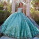 Off Shoulder Mint Quinceanera Dress Ball Gown Floral Applique Beaded Tiered Sweet 16 Vestidos De 15 Anos