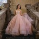 Off Shoulder Pink Princess Quinceanera Dresses Lace Appliques Tull Ball Gown Sweet 16 17 Birthday vestidos de 15 quinceanera