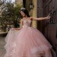 Off Shoulder Pink Princess Quinceanera Dresses Lace Appliques Tull Ball Gown Sweet 16 17 Birthday vestidos de 15 quinceanera