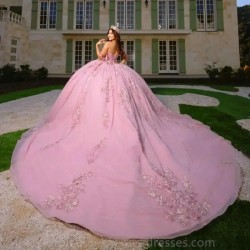 Off Shoulder Pink Quinceanera Dresses 2024 Birthday Party Ball Gown Sweet 16 Dress Vestidos De 15 Anos Quinceaneras Miss