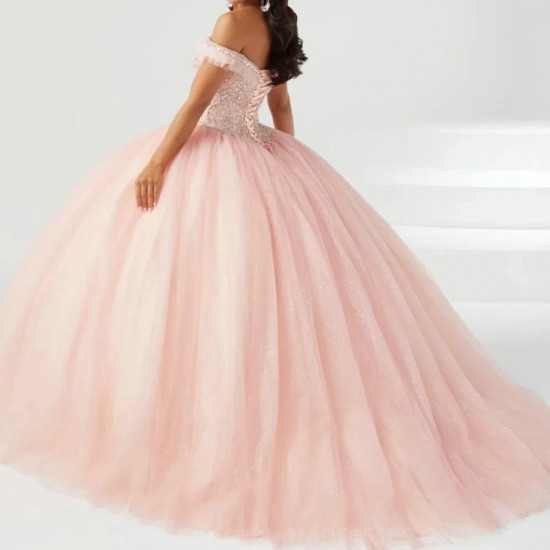 Off Shoulder Women’s Appliques Quinceanera Dresses Beaded Ball Gown Vestidos De 15 Anos Sweet 16 Birthday Party Fiesta