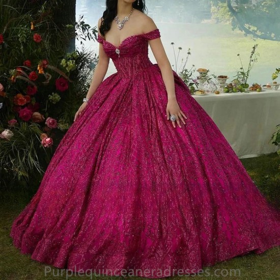 Off The Shoulder Ball Gown Quinceanera Dress Beaded Birthday Prom Dresses For Girl Appliques Graduation Vestido De 15