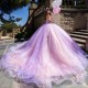 Off The Shoulder Lilac Illusion Ball Gown Quinceanera Dress 3D Flowers Appliques Lace Corset Vestidos De 15 Anos