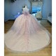 Off The Shoulder Pink Quinceanera Dress 2024 3D Flowers Prom Dresses Princess Ball Gowns Vestidos De 15 Quinceanera