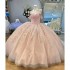 Off The Shoulder Pink Quinceanera Dress 2024 3D Flowers Prom Dresses Princess Ball Gowns Vestidos De 15 Quinceanera