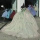 Off The Shoulder Sage Green Quinceanera Dresses Beading Appliques Lace Corset Vestidos De 15 Anos 3D Flowers Ball Gown