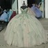 Off The Shoulder Sage Green Quinceanera Dresses Beading Appliques Lace Corset Vestidos De 15 Anos 3D Flowers Ball Gown