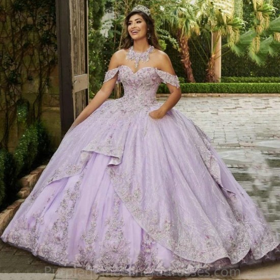 Open Back Sweetheart Flowers Cloak Quinceanera Evening Dress 2024 Ball Gown Floor Length Sweep Train Lace Up Prom Dress