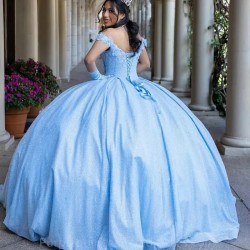 Puffy Off the Shoulder Quinceanera Dresses 3D Flower Applique Tulle Ball Gowns Sweet 16 Vestidos de 15 Anos