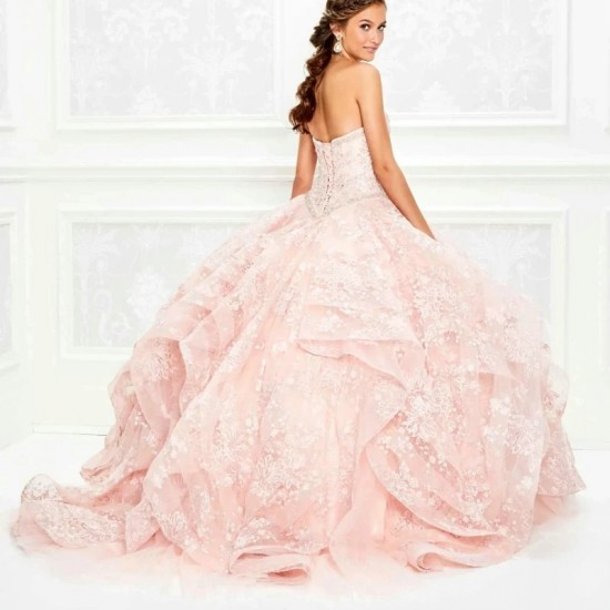 Puffy Pink Quinceanera Dresses Sweetheart Tulle Lace Beaded Appliques Ball Gowns Sweet 16 Vestidos de 15 Anos