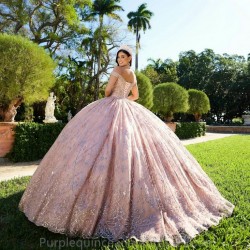 Puffy Quinceanera Dresses Ball Gown Off The Shoulder Tulle Beaded Mexican Sweet 16 Dresses Charro 15 Anos