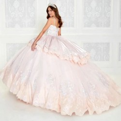 Puffy Quinceanera Dresses Spaghetti Straps Sweetheart Satin Appliques Ball Gowns Sweet 16 Vestidos de 15 Anos