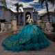 Ruffles Emerald Green Quinceanera Dress Beads Appliques Princess Ball Gowns Birthday Party Prom Dresses Vestidos De 15 Anos