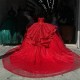 Ruffles Red Princess Quinceanera Dress 2024 Lace Beaded Ball Gowns Birthday Dress Sweet 16 Dress Vestidos De 15 Anos Custom