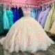 Sexy Strapless Princess Quinceanera Dresses Princess Off the Shoulder Ball Birthday Gown Tulle Tiered Lace Up Sweet 16 Dresses