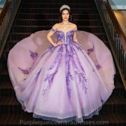 Shiny Purple Quinceanera Dress Appliques Beads Sequined Birthday Gowns LuxuryWedding Dresses Vestidos De 15 Quinceanera