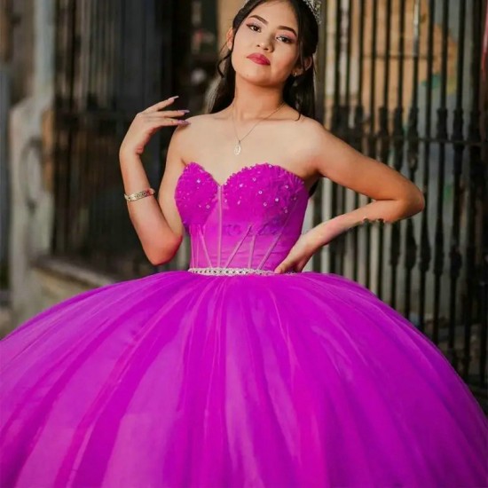 Sleeveless Purple Quinceanera Dress Corset Party Dresses for Birthday Sweetheart Beading Ruffles Ball Gown Sweet 15 Year Gown