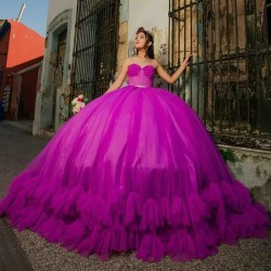 Sleeveless Purple Quinceanera Dress Corset Party Dresses for Birthday Sweetheart Beading Ruffles Ball Gown Sweet 15 Year Gown