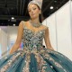 Sparking Crystal Mexico Girls Quinceanera Dresses Gold Lace Appliques Sweet 16 Gowns Beaded Glitter Vestidos De 15 Anos