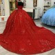 Sparkly Beading Red Ball Gown Quinceanera Dresses 2024 Lace Appliques Beaded Sweet 16 Dress Off The Shoulder Birthday Dress