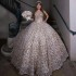 Sweetheart Champagne Ball Gown Quinceanera Dresses Sequined Lace Beading Crystal Corset Vestidos De 15 Anos With Bow