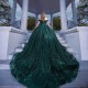 Sweetheart Emerald Green Pageant Quinceanera Dresses Appliques Lace Beads Off the Shoulder Princess Party Sweet 15