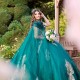 Sweetheart Green Shiny Ball Gown Quinceanera Dresses Applique Lace With Cape Formal Vestido De 15Anos Quinceanera Princess Party