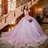 Sweetheart Lilac Quinceanera Dresses Ball Gown Birthday Party Gown Sleeveless 3D Flowers Pearl Applique Sweet 15 Year Gown