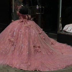 Sweetheart Mexico Pink Quinceanera Dress 2024 Beaded Bow Birthday Party Gowns Corset Prom Dress Ball Gown Sweet 16 Robe