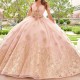 Sweetheart Pink Quincenara Dresses Ball Gown Off the Shoulder Gold Appliques Lace Tull Sweet 15 Vestidos De XV Anos