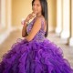 Tiered 2024 Ball Gown Purple Quinceanera Dress Ruffles Beading Tulle Women Robe De Soiree Sweet 16 Party Dress