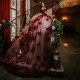 V Neck Burgundy Quinceanera Dress Luxury Pearls 3D Flowers Sweet 15 Year Gown Off The Shoulder Court Train Party Dresses