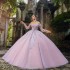 V Neck Flowers Off The Shoulder Beading Evening Dress 2024 Ball Gown Floor Length Lace Up Custom Made Quinceanera Dress