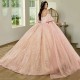 V-Neck Spaghetti Strap Sequin Puff Sleeves Quinceanera Evening Dress 2024 Ball Gown Floor Length Sweep Train Prom Dress