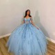 Women’s Quinceanera Dresses Beaded 3D Flowers Off Shoulder Ball Gown Vestidos De 15 Anos Sweet 16 Birthday Party Fiesta