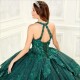 Women’s Sparkle Sequined Quinceanera Dress 3D Flowers Applique Beaded Ball Gowns Sweep Train Vestido de 15 Anos Sweet 16