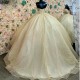 Yellow Illusion Glitter Crystal Beading Ball Gown Quincenara Dress Off The Shoulder Pleat Corset Sweet 15 Vestidos De XV Anos